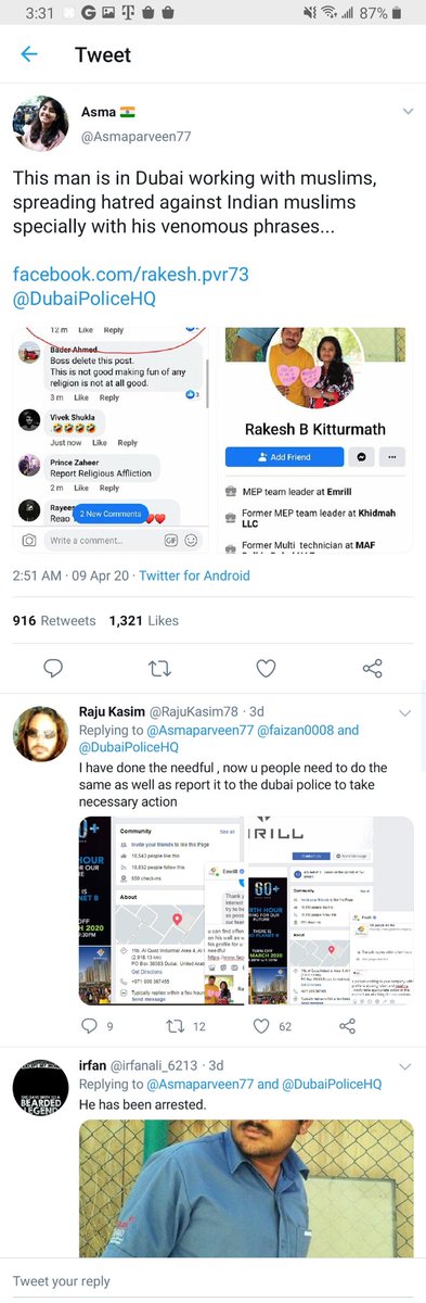 PurnimaNath's tweet photo. A new #SocialMediaJihad: living in India, muslims like @asmaparveen77 @RajuKasim78 are acting against Hindus in Islamic countries. Look at their coordination and organization. #SpinelessHindus when will you grow some 'manhood'? #FacebookJihad @PMOIndia Secularism ISN'T working. https://t.co/6LSiOOH5IM