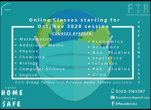 ftacademic's tweet photo. Trained ONLINE TUTORS AVAILABLE all over Pakistan for preparation of O/A Levels students for Oct/Nov session 2020.
Free Demo Classes Available!

Contact: 0332-3163287 
https://t.co/MnPqeOZ7KO
#discovertheexcellence #ftacademic
#FatimaTutorAcademy #education #tuition #onlinetutor https://t.co/Ulx6wPpwl0