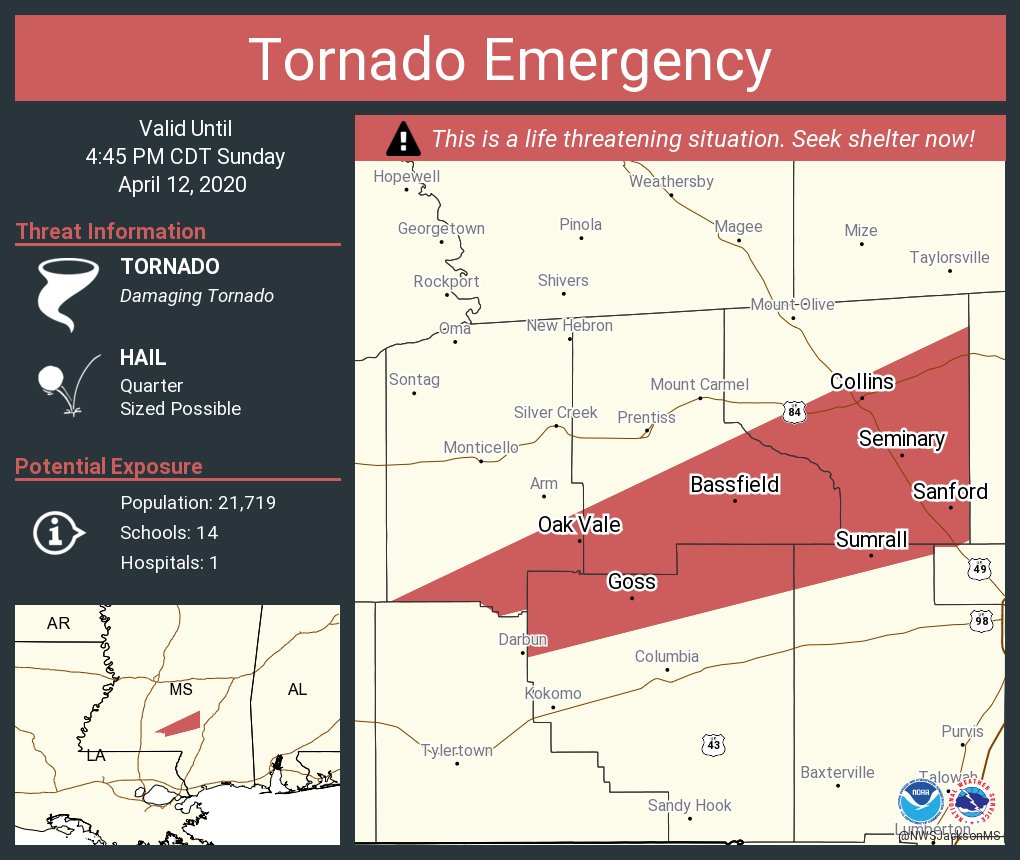 Tornado! Bassfield, MS rated EF4 w/ 63 Mile Track, Peak Winds 170