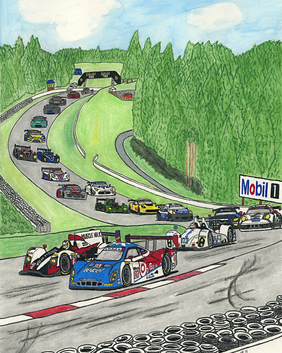 CTA_Artwork's tweet photo. Sad to hear the loss of Sir Stirling Moss today, whom we owe (amongst many other things) design contribution of 'Moss Corner' at @ctmpofficial and winner of the first race at #Mosport in 1961.  Featured here is my artwork of Corner 5A when @imsa_racing visited in 2014.

#ctmplife https://t.co/7nWUH2WNEg