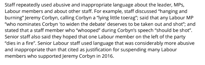 Some of the language used by the staff about Corbyn...