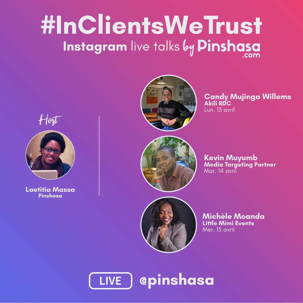 Entre temps, Akili RDC participe au live talk "In clients we trust" par Pinshasa demain.
Don't miss out!

17h de Kinshasa
18h de Lubumbashi
#inpinswetrust #pinshasa #akilirdc #connecting