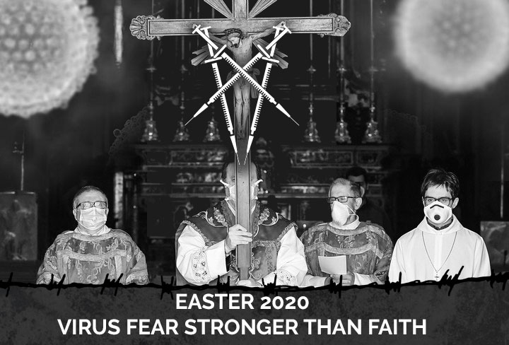 loginsatan's tweet photo. Day 26 - France, Coronavirus lockdown⁣⁣⁣⁣
Virus Fear Stronger than Faith #Easter2020 #Easter #covid_19 #fear #death #paranoia #control #coronavirus #confinement #virus #mask #priests #jesus https://t.co/XuTg9GCWEw