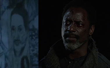 Since Jaha has a beard and hair, it can only be from season 2 or 3, which limits it to 2x07 or 3x16, the only times he and Clarke were in the same place. I used 2x07 image of non-chipped Jaha, when he came to Camp him and argued for Arkers leaving, pitting him against Clarke.