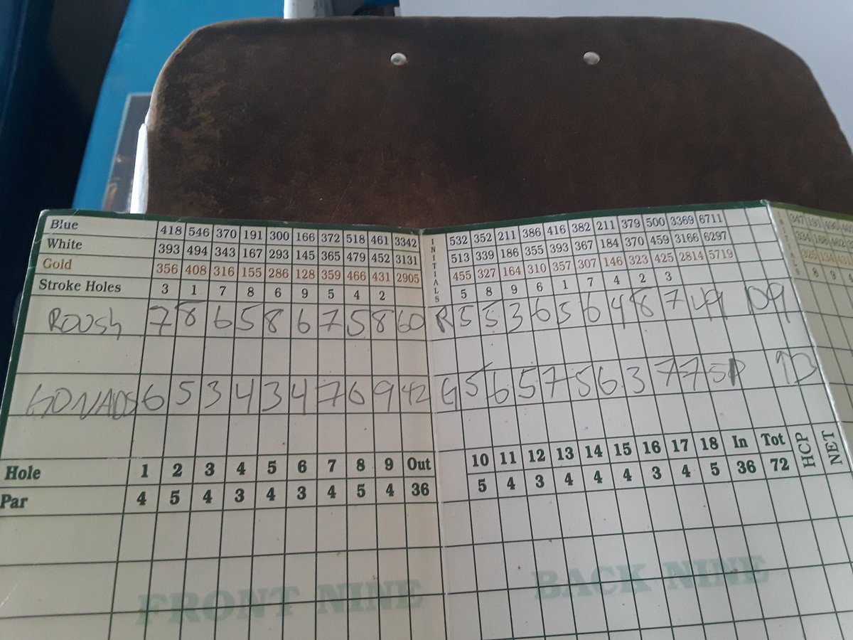 Found. Golf Card from a round my mate Roush and I played in Montana. Notably I holed out from like 120yds for birdie on  #6. Same hole Roush beened one and hit a deer. We spent rest of round arguing who& #39;s shot was better.