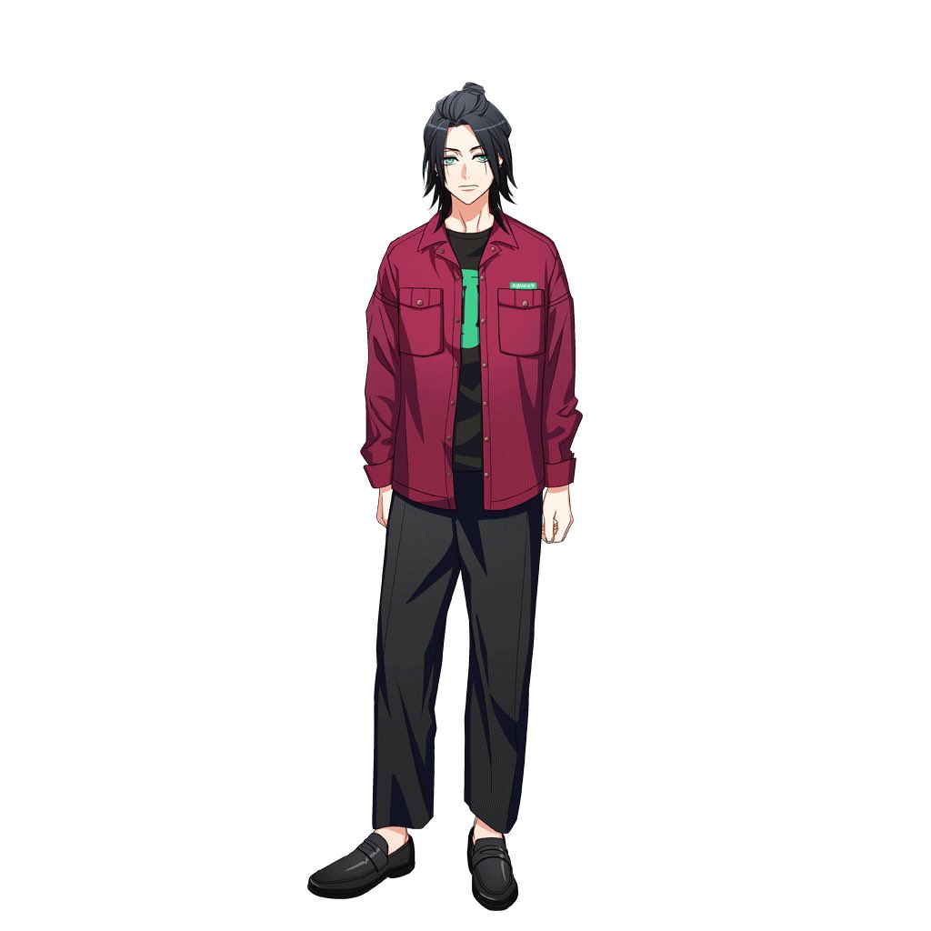5. Azami-Loose pants with loafers are THE best combination -That shade of red suits him -Dont really understand the print on his shirt just like every other shirt worn in A3