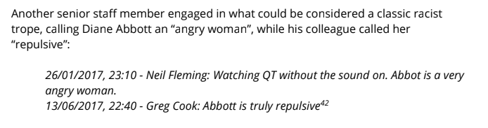 And now for the ANTI-BLACKNESS and misogynoir! No sympathy from party staff for Diane Abbott crying in the loos (likely because of the abuse she receives). One of them told a journo about it.