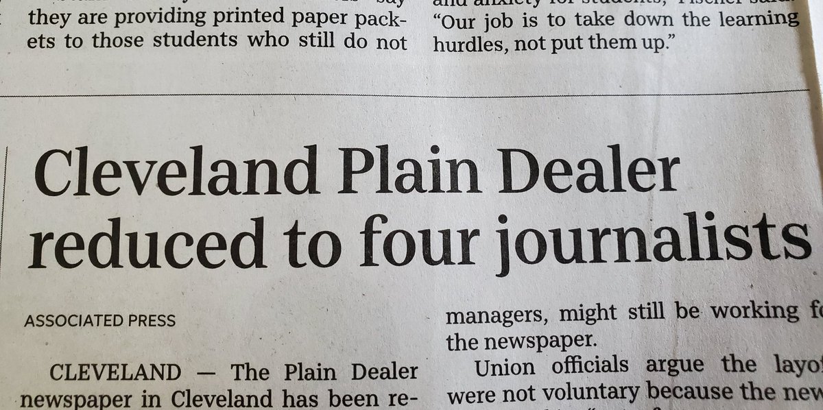 The Plain Dealer had 340 reporters just two decades ago. A headline for our age.