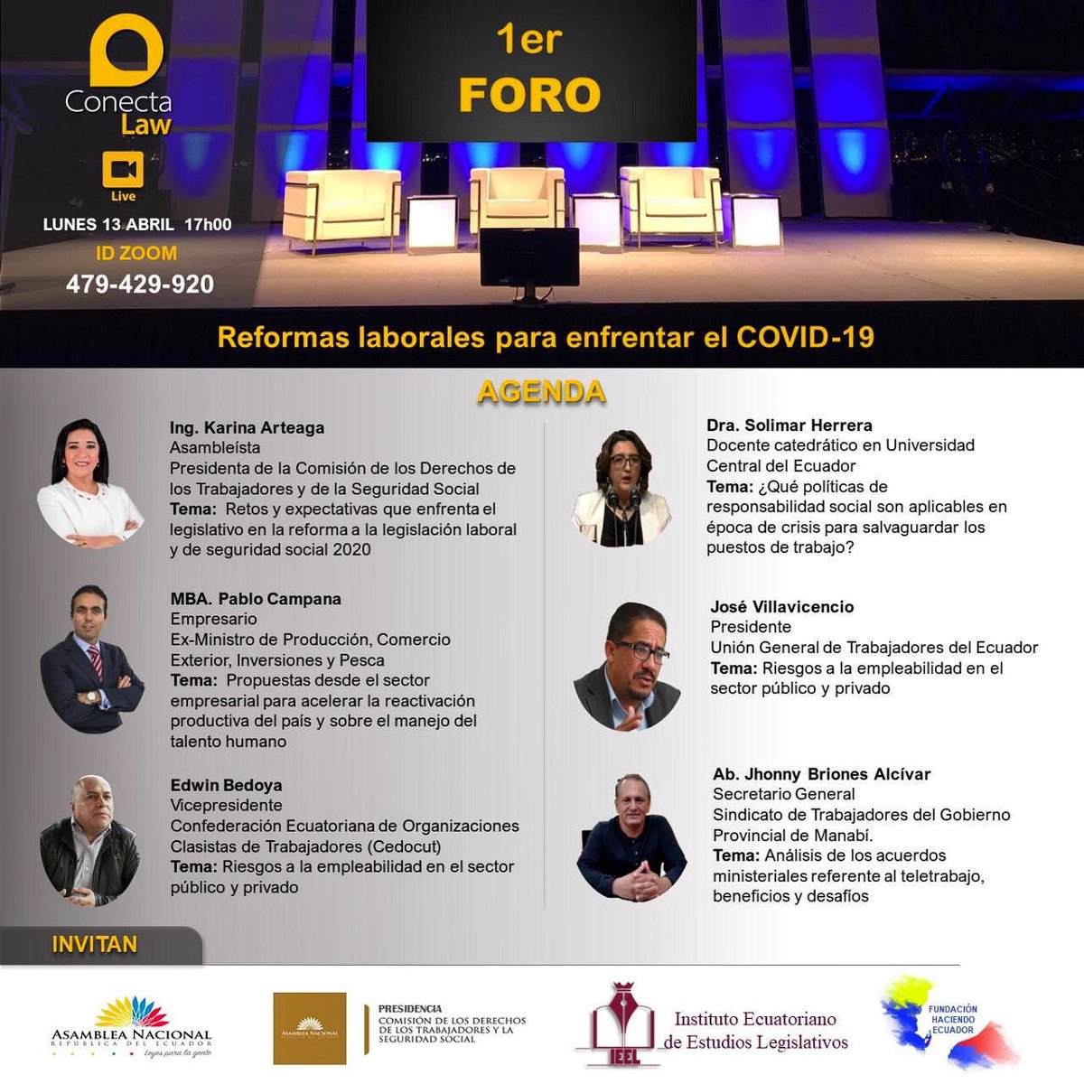 Este lunes a las 17h00 síguenos en esta charla en la que <a href="/CampanaPablo/">Pablo Campana Sáenz</a> presentará nuestra visión y propuesta de reformas laborales para enfrentar al #covid19