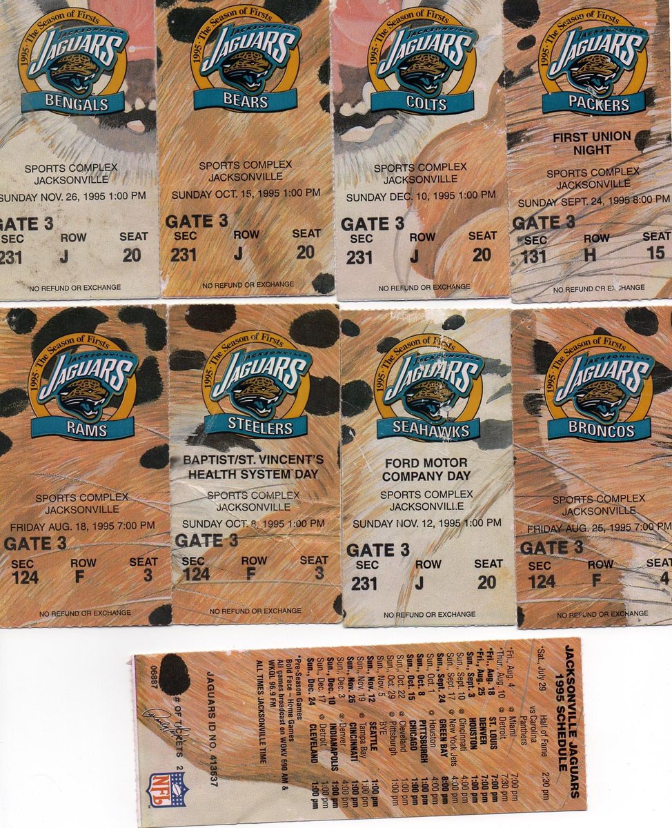KleighM84's tweet photo. Look what I found @Jaguars ... #fansince95 the things you’ll find during a quarantine. Do you keep them? 🤔 🐆 Look paper tickets.. #olddays https://t.co/7RUgQ10Rz8