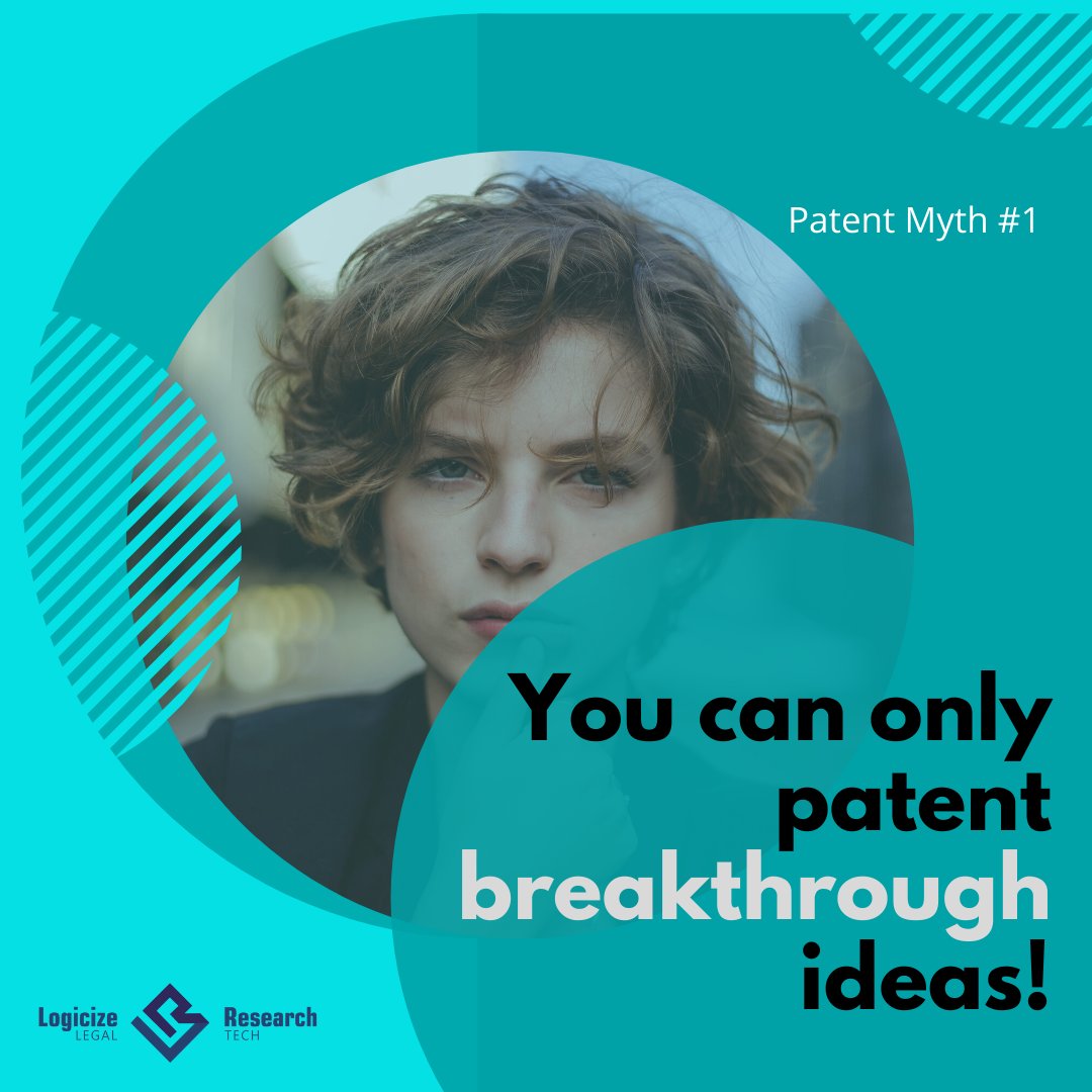LogicizeR's tweet photo. #mondaymyth 1 - You can only patent breakthrough ideas!
Well no.
The truth is – any new idea or an improvement over an existing product can be patented.
.
.
.
.
#patentmyth #patent #logicizeresearch #intellectualproperty #trademark #copyright #iplawfirm https://t.co/RBL7WgyCVx