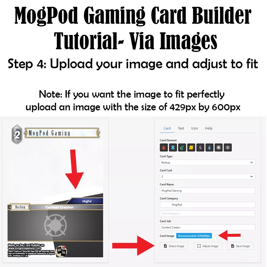 MogPodGaming's tweet photo. (Part 1/3) I couldn't do a livestream but instead Here is a 10 step image tutorial on how to use our new card builder!

Remember it is available to our Patreon Members, right now!

#FFTCG #MogPod #CardBuilder

Enjoy! https://t.co/Bi4GlnZMFk https://t.co/KWj3X5y3kz