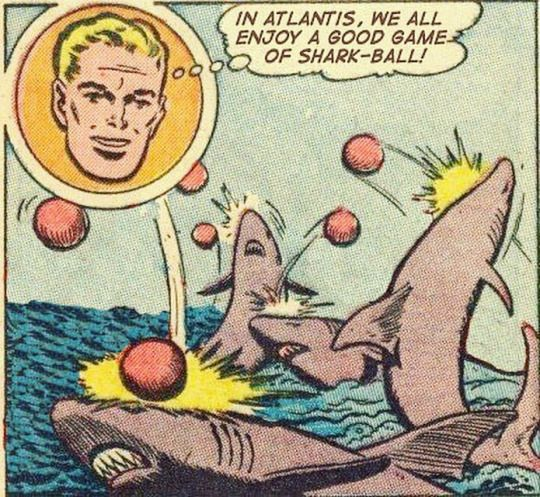 A man thinking about shark-ball, Atlantis's favourite sport