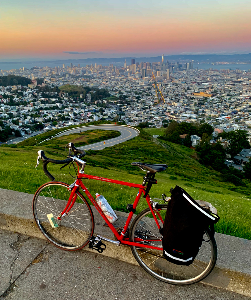 biketoeverythng's tweet photo. Twin Peaks and the roads leading up to it are blocked off to car traffic! This is a great place to get some exercise in with plenty of space. Where have you been biking if you lost your bike commute? #carfreespace #bicycling #twinpeaks #sunset #roadbike #bikecommute #commuterbike https://t.co/b88t9esewK