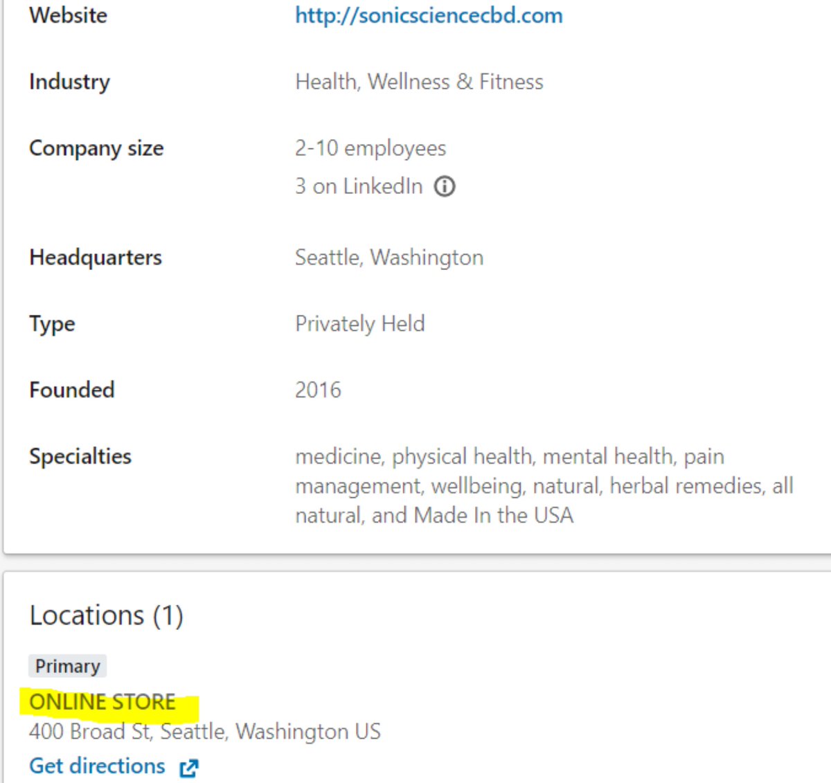 Sonic Science is listed as Online store but they have the address 400 Broad St, Seattle, WA 98109 is Space NeedleSean Lawson is the Account Manager @ Soulshine & is also listed on the Sonic Science website as a key employee  $GRNF  https://www.soulshinecannabis.com/locator/  https://sonicsciencecbd.com/about-sonic-science-cbd/