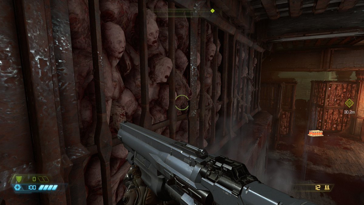 It's tough to see here, but these bodies in the walls are fully animated Alembic cached meshes. This is a really neat detail that I wish other games had. It's basically like a geometry flipbook. You can have tons of them in a scene and only pay for the vertices; no anim required.