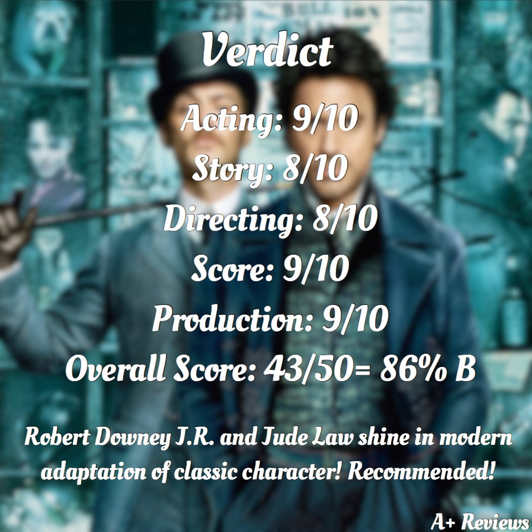 AReviews3's tweet photo. Daily Quarantine Recommendation: “Sherlock Holmes”  Robert Downey JR and Jude Law shine inmodern adaptation of classic literary characters. #sherlockholmes #robertdowneyjr #judelaw #guyritchie #action #comedy #literature  #hanszimmer #netflix #quarantine #greatfilms01 https://t.co/YBN579vrHS