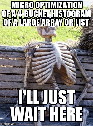 overflow_meme's tweet image. Micro Optimization of a 4-bucket histogram of a large array or list stackoverflow.com/questions/6112… #optimization #microoptimization #histogram #simd #c#