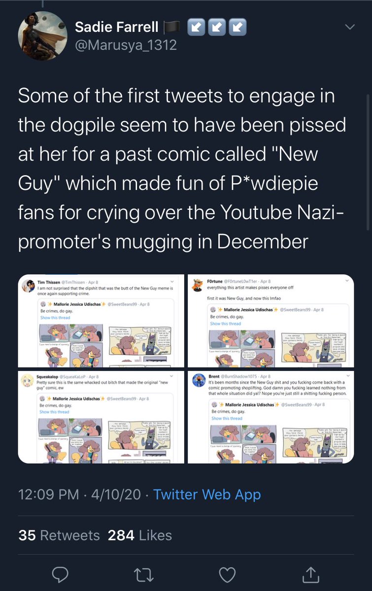 I haven’t done the research to see if this Sadie person isn’t full of shit (and let’s face it, they calling Pewdiepie a “Nazi-promoter” is suspect enough.)But Sadie says the first wave came from some account I never heard of before.