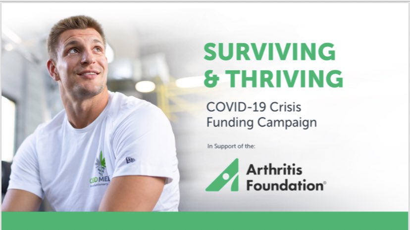 PatriotPlace's tweet photo. The Arthritis Foundation has called on @AbacusHp, the makers of CBDMEDICTM, to provide CRISIS FUNDING support of $2m to support their community during this time. 

Patriot Place is proud to partner with @AbacusHp and @RobGronkowski to help educate the public on this campaign. https://t.co/at1IZozMll
