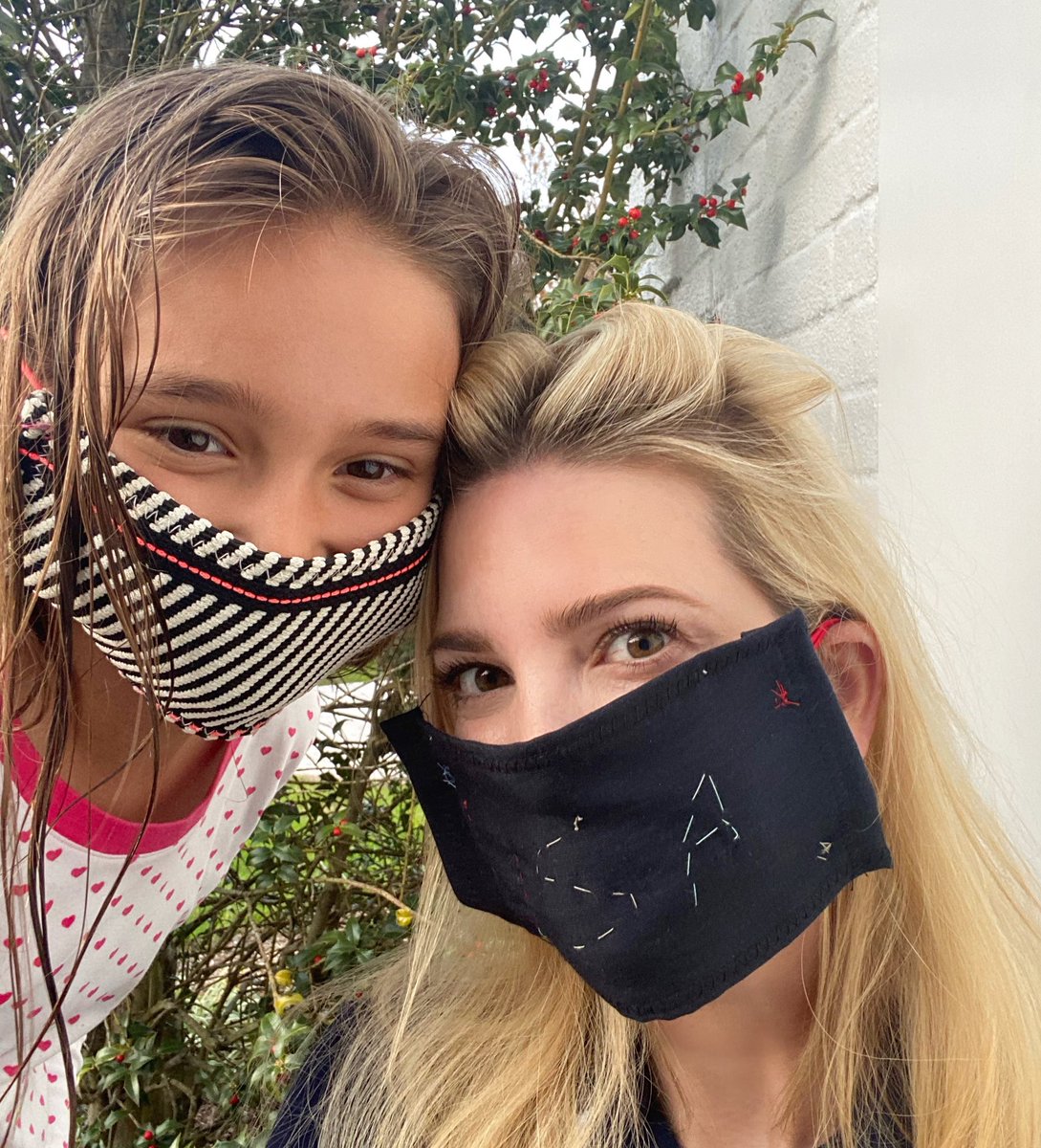 As we enter the new week, let’s keep each other safe by following  @CDCgov guidance to wear a mask or face covering when out in public.You can find instructions online on how to make your own mask. (I made Arabella’s and she made mine - yes, she stitched USA on it!!)  #COVID19