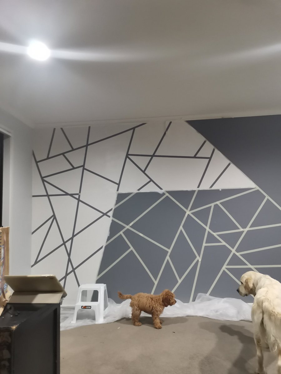 sofiahassounia's tweet photo. @mrkate my flatmate DIYed this grey accent wall in our kitchen/living room last week! (we have yet to style it properly as I've used it to film some music 😂🥰)

Ft. My 4 month old puppy, Darcy and my flatmate's 1yr old doggo, Willow ❤️❤️❤️
#creativeweirdo #quarantineDIY https://t.co/dvRP4E6eWo