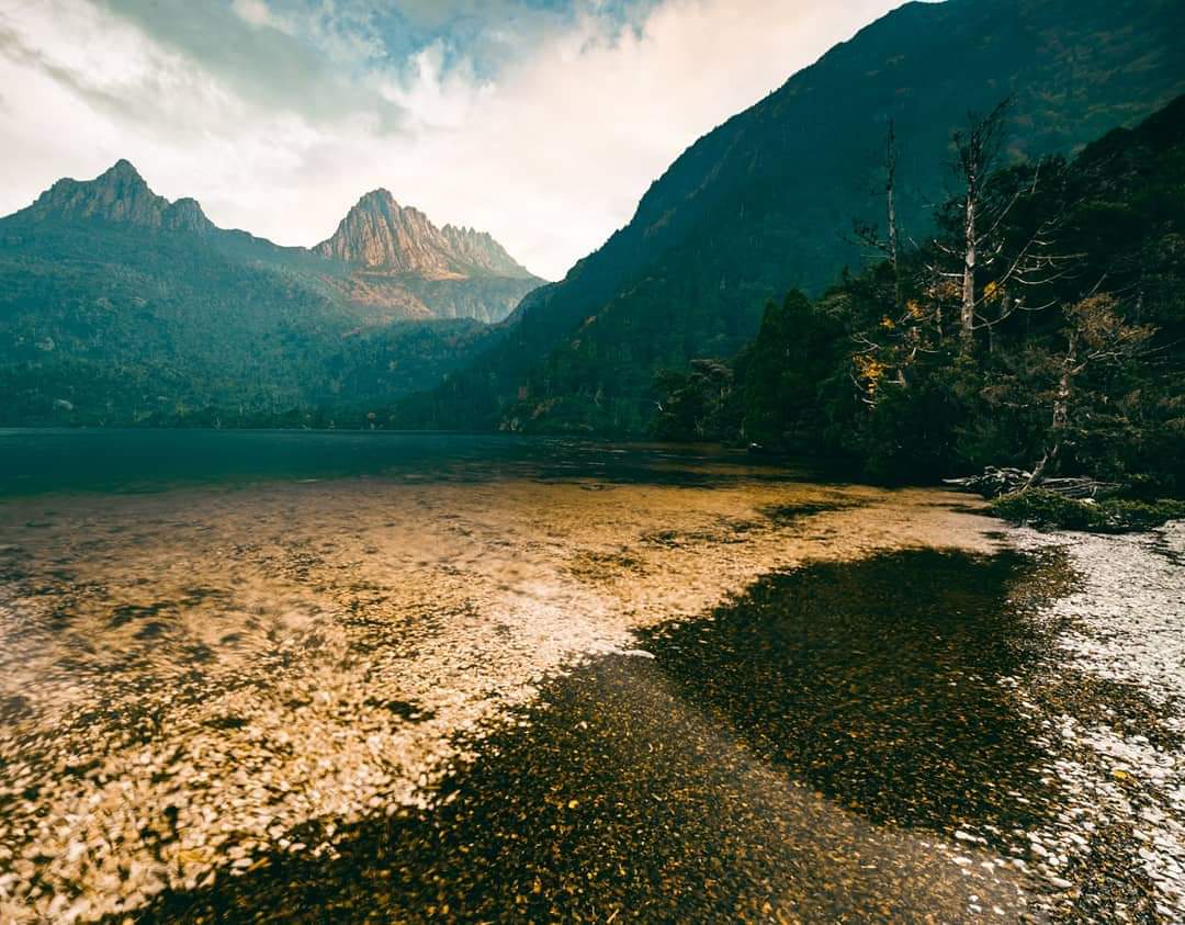 today_tasmania's tweet photo. A unique view of the sun highlighting Cradle Mountain thanks to @samkruijver who says 🌄 The sun was nice enough to come out from behind a cloud and light up the top for a split second. https://t.co/V252R9VjUd