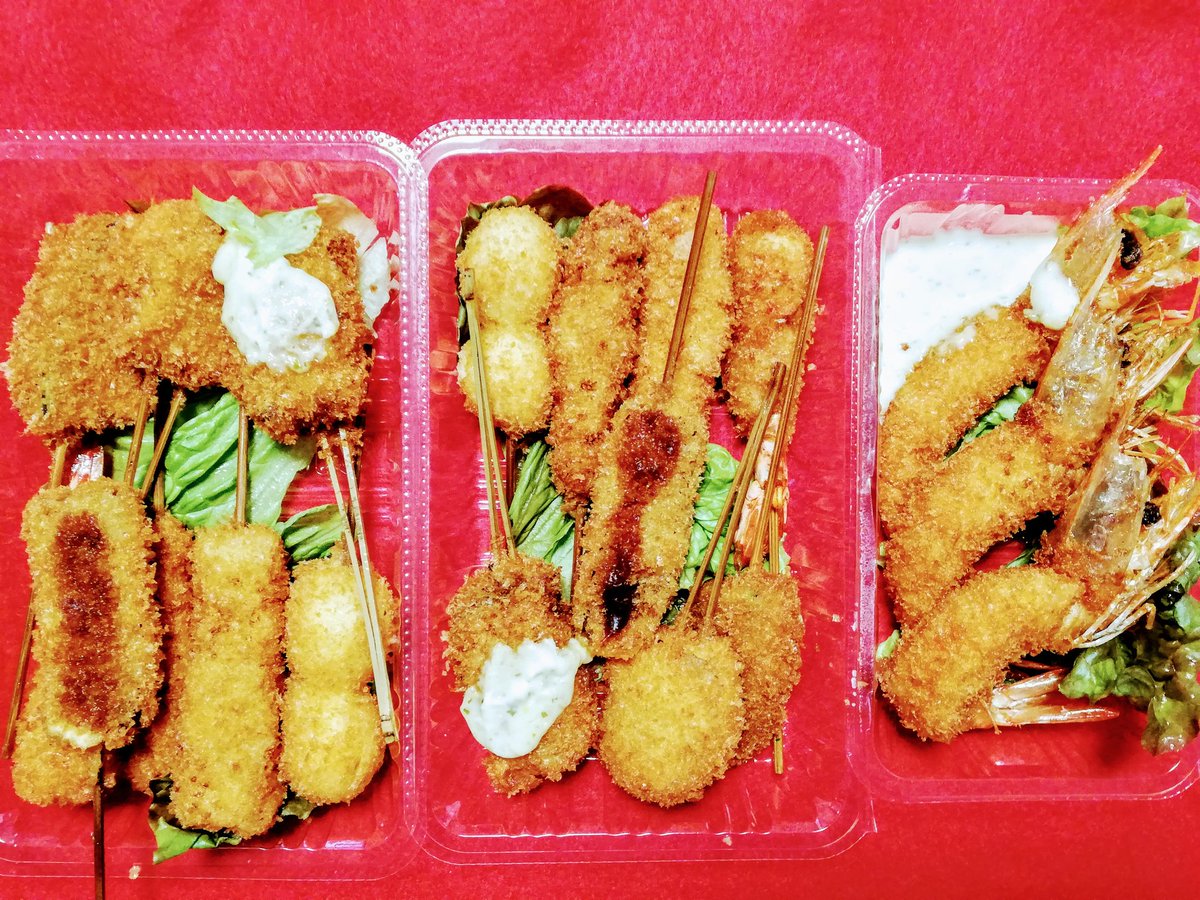 ぐるめ部長のほぼ高槻グルメガイド V Twitter ブログをアップしました T Co Em7tscaayo Let S Takeout 洋食屋さんの串かつ Dining Room Goo 高槻 高槻市 芥川町 洋食 テイクアウト 串カツ 海老フライ ひとり飲み ちょい飲み T Co