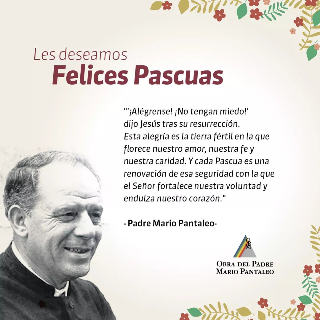 obrapadremario's tweet photo. Hoy, celebramos la resurrección de Jesucristo y su promesa de vida eterna. Es un día en el que renovamos la esperanza y la fe, para fortalecer el amor hacia nuestros seres queridos y hacia el prójimo. Desde la Obra del Padre Mario Pantaleo queremos desearte: ¡Felices Pascuas! https://t.co/j5hgCsvoev