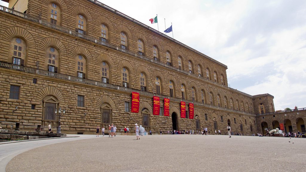 palazzo pitti- renaissance palace in florence beyond river arno- used to be residence for the medici family, then habsburg-lorraine dynasty and later house of savoy- today there are museums and galleries- the palace is connected to the boboli gardens