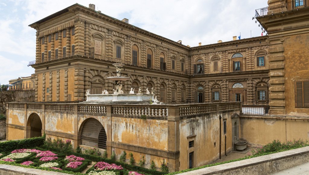 palazzo pitti- renaissance palace in florence beyond river arno- used to be residence for the medici family, then habsburg-lorraine dynasty and later house of savoy- today there are museums and galleries- the palace is connected to the boboli gardens