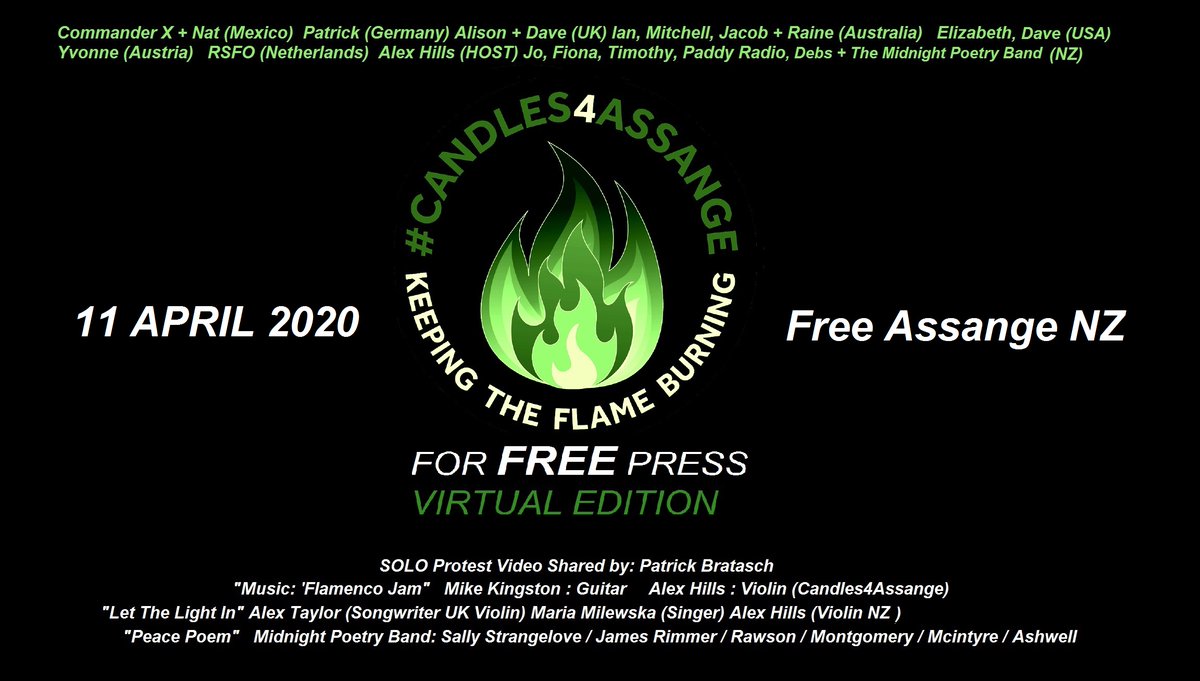 Candles4Assange's tweet photo. NZ #VirtualCandles 1 yr illegally imprisoned
Nearly a decade in a single ROOM!
VIRTUAL MARCH

We got over 10k views across various platforms so 
THIS was FreeAssangeNZ's most successful protest YET!

Full Video: https://t.co/nUgw19GP3o
Livestream:
https://t.co/u4gl6GjBXP 10m 17s https://t.co/vId8HbWoXc