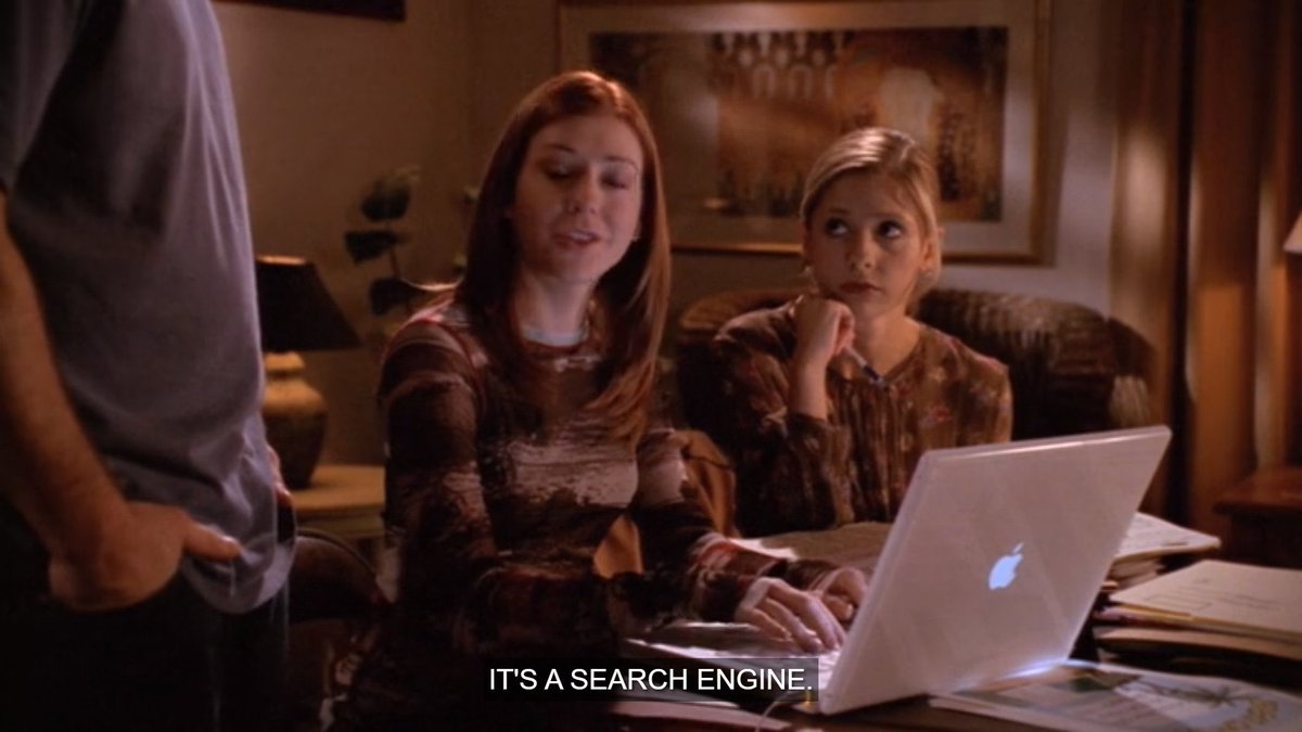 gray's tweet photo. New favourite fact: the earliest known use of google as a transitive verb was in Buffy the Vampire Slayer, 2002. https://t.co/qvAgQw4QRz
