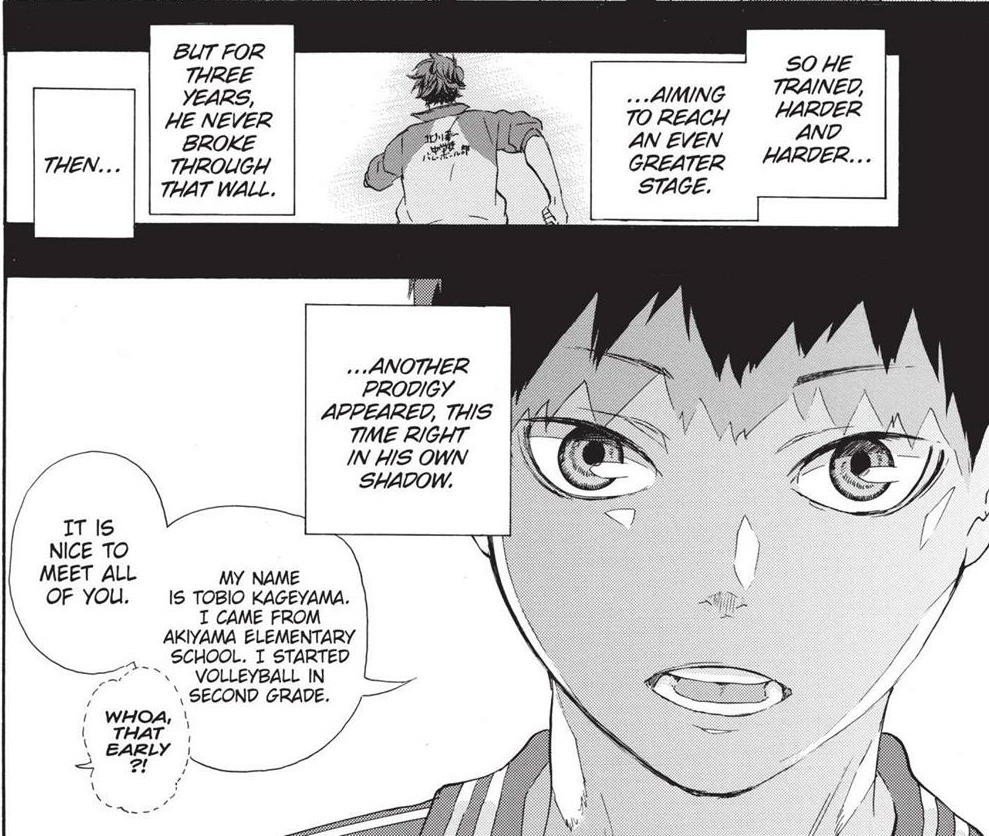 Under his suave and confident like personality he& #39;s flawed, vulnerable and have his share of fears like his inability to beat Ushijima and Kageyama. He is human.