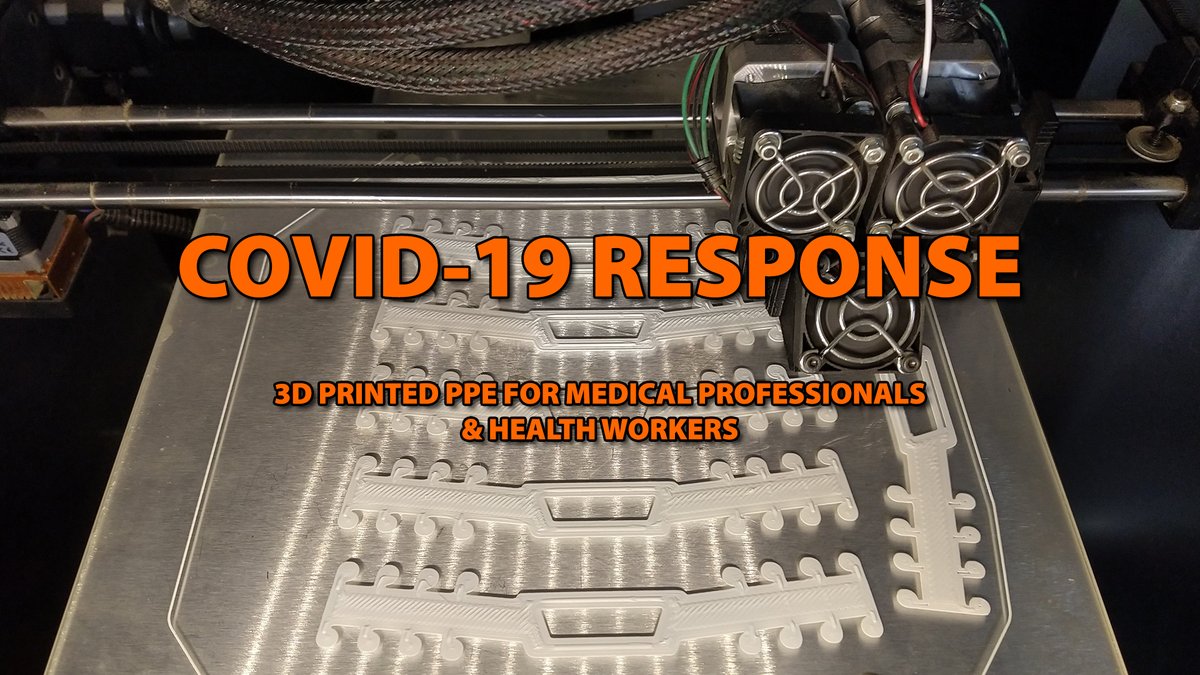 apvismedia's tweet photo. We have free #3DPrinted PPE available to health care workers battling #COVID19 . Visit us online at https://t.co/6WxwaXxbUn for more info or to make a request. https://t.co/vqKieH7GtX