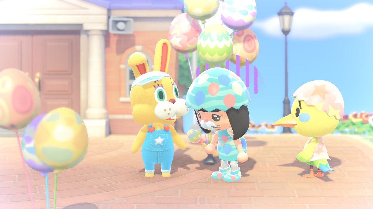 Uhhh I posted this earlier but this is my actual outfit for the day soooo I guess I'll throw it into this thread. Bunny Day clothes!  #MasaeACNHclothes  #AnimalCrossing    #ACNH    #NintendoSwitch4/12/2020