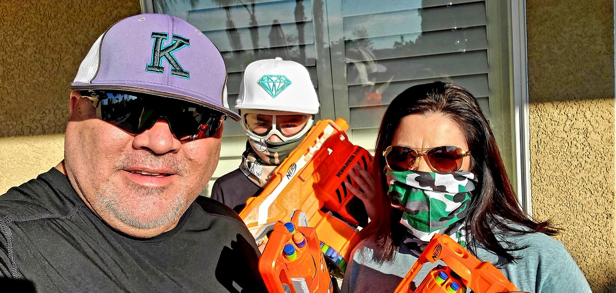 Coachnftbl's tweet photo. Ended the day with a backyard Nerf War. #backspasm https://t.co/zCtDNgiUGb