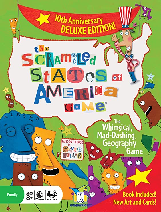 More fun for parents (and educational for US immigrants like myself, who never did figure out where the hell Arkansas was on a map): Scrambled States of America. A card game that compels you to learn state locations and capitals. Kids go bananas. https://amzn.to/2V1JByT 