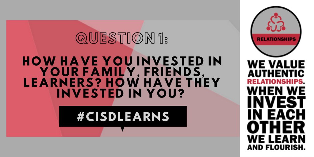 LearnwithMrsJ's tweet photo. Q1
Investing in others requires devotion and intentionality. Throughout this school closure, we have had a unique opportunity to get creative in investing in our relationships. #CISDLearns https://t.co/Hk6sVpRzxs