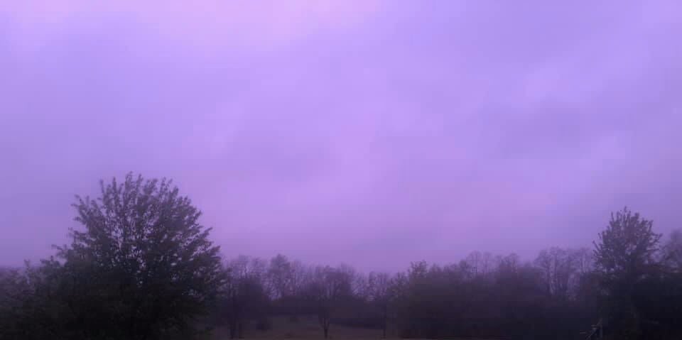 BallingerCarrie's tweet photo. Topping of the strangest Easter Sunday of my lifetime with a lil’ Purple Rain. @Kentuckyweather #PurpleRain #EasterSky https://t.co/jjJn9sGfoS