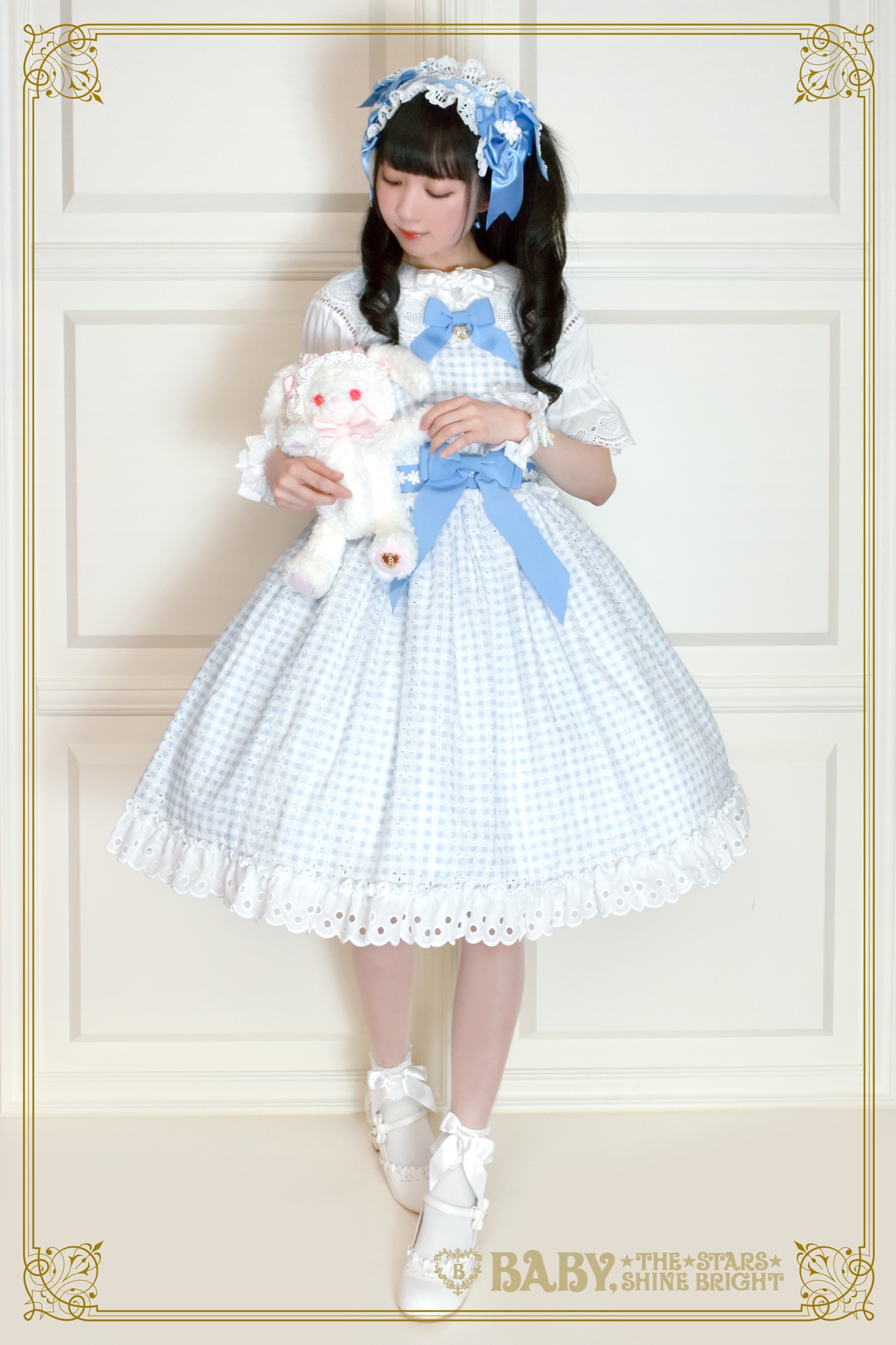 ベイビーザスターズシャインブライト ギンガムチェック　JSK サックス ベイビーザスターズシャインブライトギンガムJSK サックス