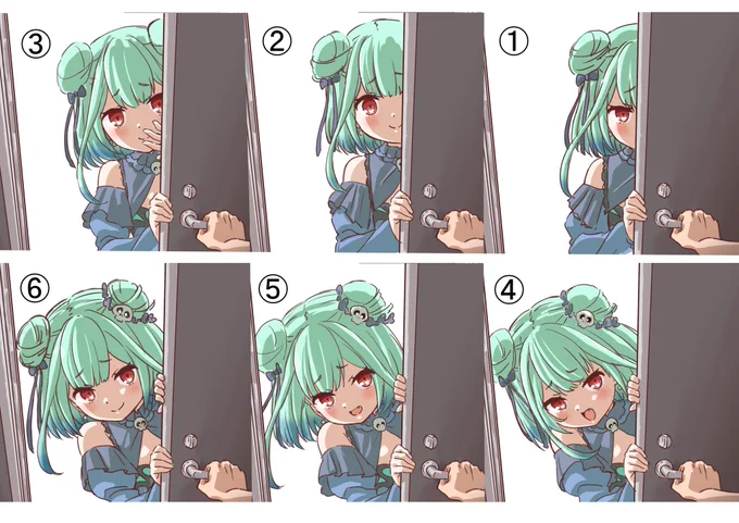 るしあちゃんGIF、体が動く部分は6枚の絵を使っています。本当は中割りもうちょっと入れたいけど、趣味絵だしこれくらいのガチャガチャ感でも良いかなと。
1枚1枚の絵は意識的にラフめに描いてます。 