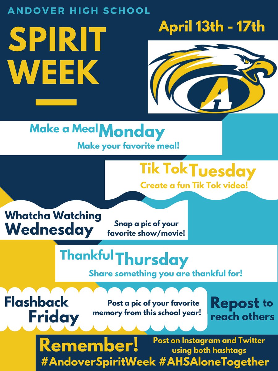 CoachTomascak's tweet photo. I hope everyone had a blessed Easter! Can't wait for #AndoverSpiritWeek to start tomorrow! #AHSAloneTogether @AndoverWarriors
@Andover_HS @andoverhsap @hooptown @CoachSalois @NursesAhs @brian_mcnally_ https://t.co/eaNH4KSM92