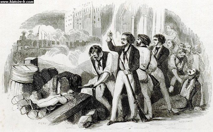 8)Après Lyon, les républicains tentent de soulever Paris. L’émeute commence le 13 avril 1834. Bien préparée par la Société des Droits de l’homme, l’émeute prend dans les quartiers du centre de Paris,