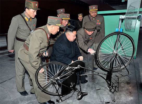 Kim Jong Un checking his patriotic bicycle to try the new glorious and  anti-imperialist cycle highways