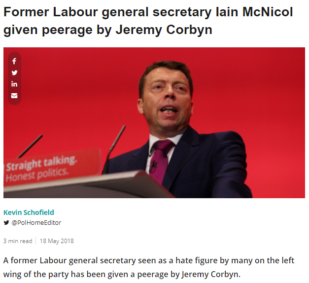 yeah, the revelations about how senior alt-centrist labour staff including general-secretary iain mcnicol were waging a scorched earth war against corbyn and by extension the entire membership are grotesque. what I find equally grotesque is that corbyn then gave him a peerage