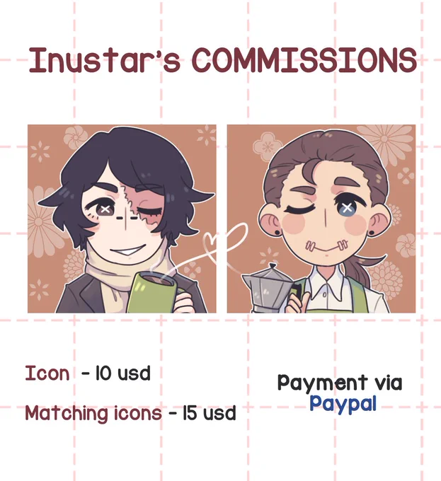 Hello there-! I decided to open commissions once again~
Any question feel free to DM me! (b ᵔ▽ᵔ)b
RTs are appreciated ! ! 