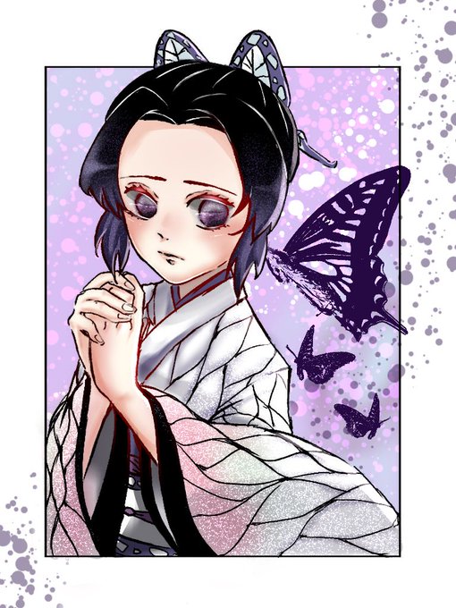 MatchaSun🦭さんがTwitterに投稿した胡蝶しのぶ(鬼滅の刃)のイラスト。