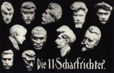 Letnapark's tweet photo. 13.4.19011. dt. Polit-Kabarett *Die Elf #Scharfrichter* 
#Falckenberg, #Wedekind, #Delvard 
Erbauet ragt der schwarze Block, 
Wir richten scharf &amp; herzlich[.] 
Wer mit dem Tag verfeindet ist, 
Wird blutig exquiriert, 
Wer mit dem Tod befreundet ist, 
Mit Sang und Kranz geziert. https://t.co/C0JNVEdLhi
