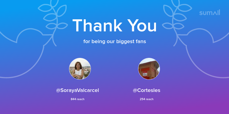 Our biggest fans this week: SorayaValcarcel, CortesIes. Thank you! via sumall.com/thankyou?utm_s…